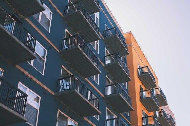 Orange and blue multifamily apartments